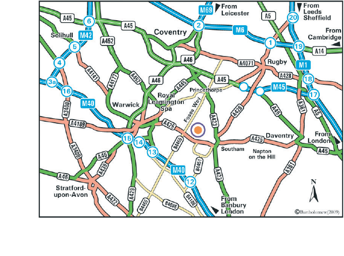 Map showing the location of Warwickshire Event Centre